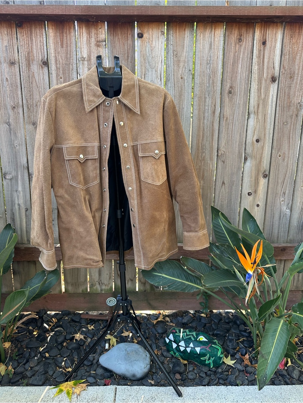 Men's vintage Brown leather Button-Front Jacket
